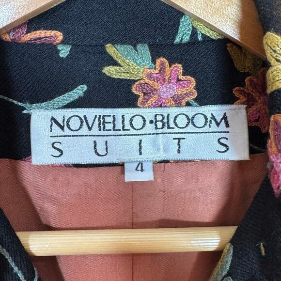 Vintage 100% Wool Embroidered Floral Structured Cropped Blazer Cottage Twee 90s - Picture 3 of 11